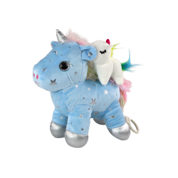 Unicorn Plush Sleeping Animal Lullaby Blue With Stars Set